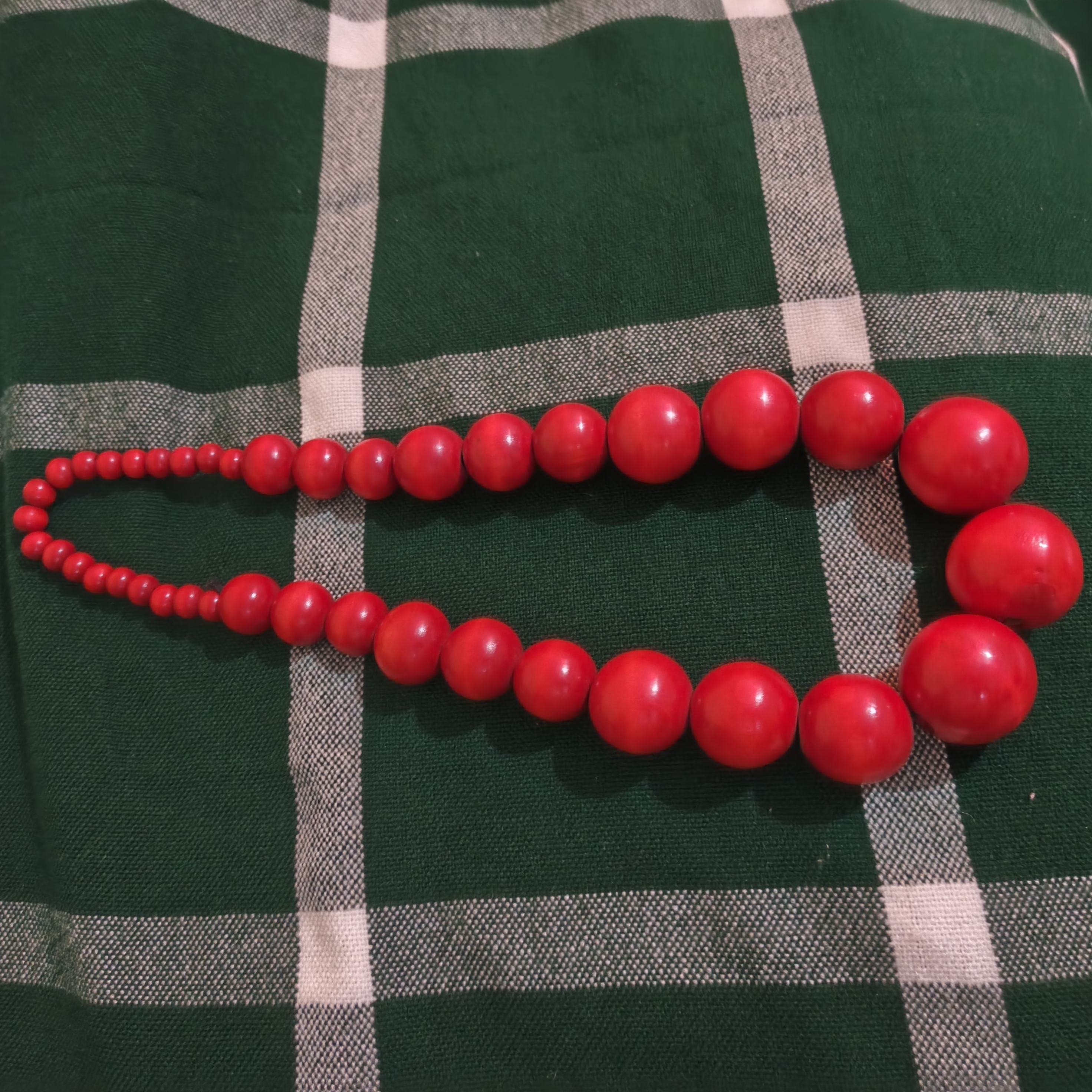 Red Graduated Wooden Bead Necklace