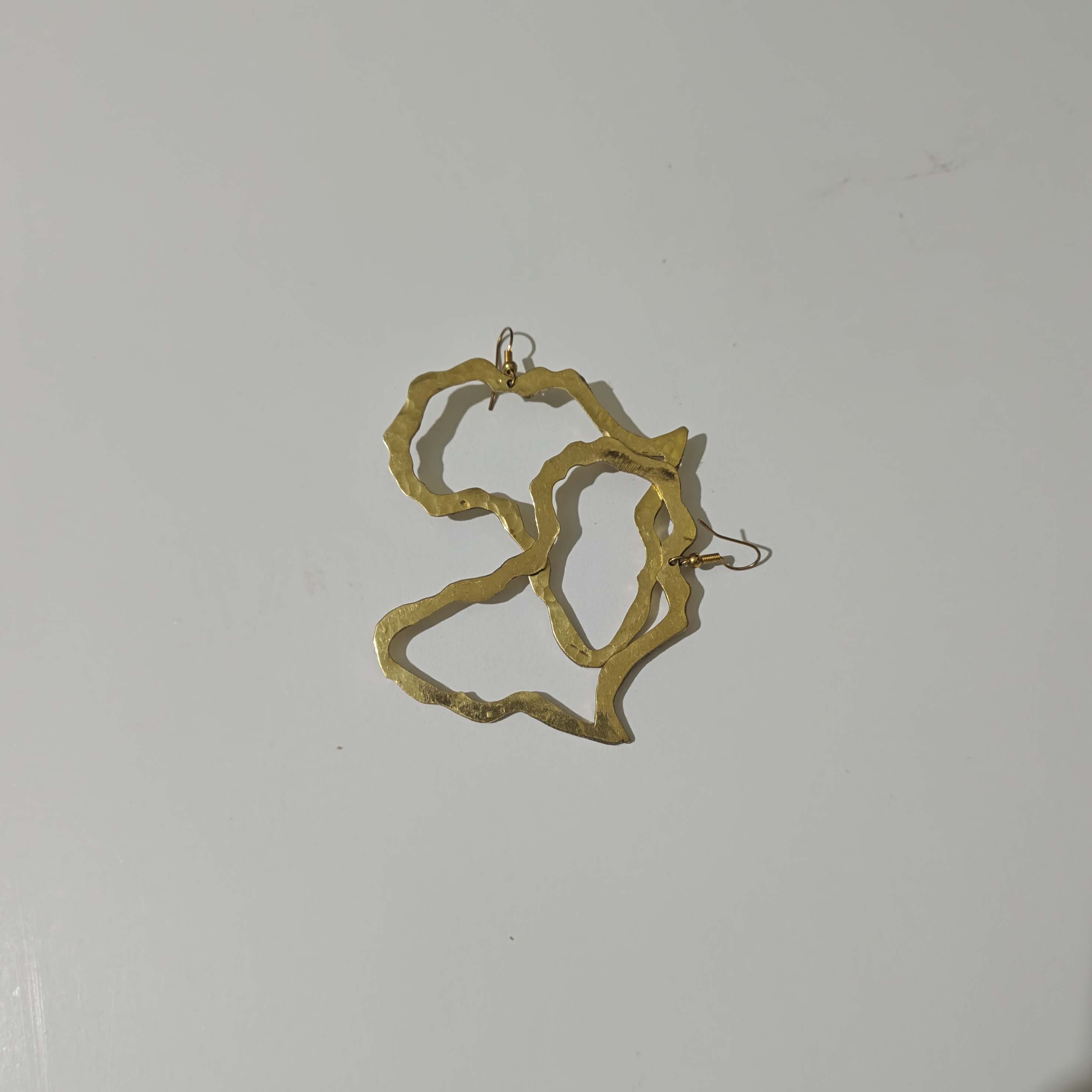 Hammered Brass Africa Map Cutout Drop Earrings