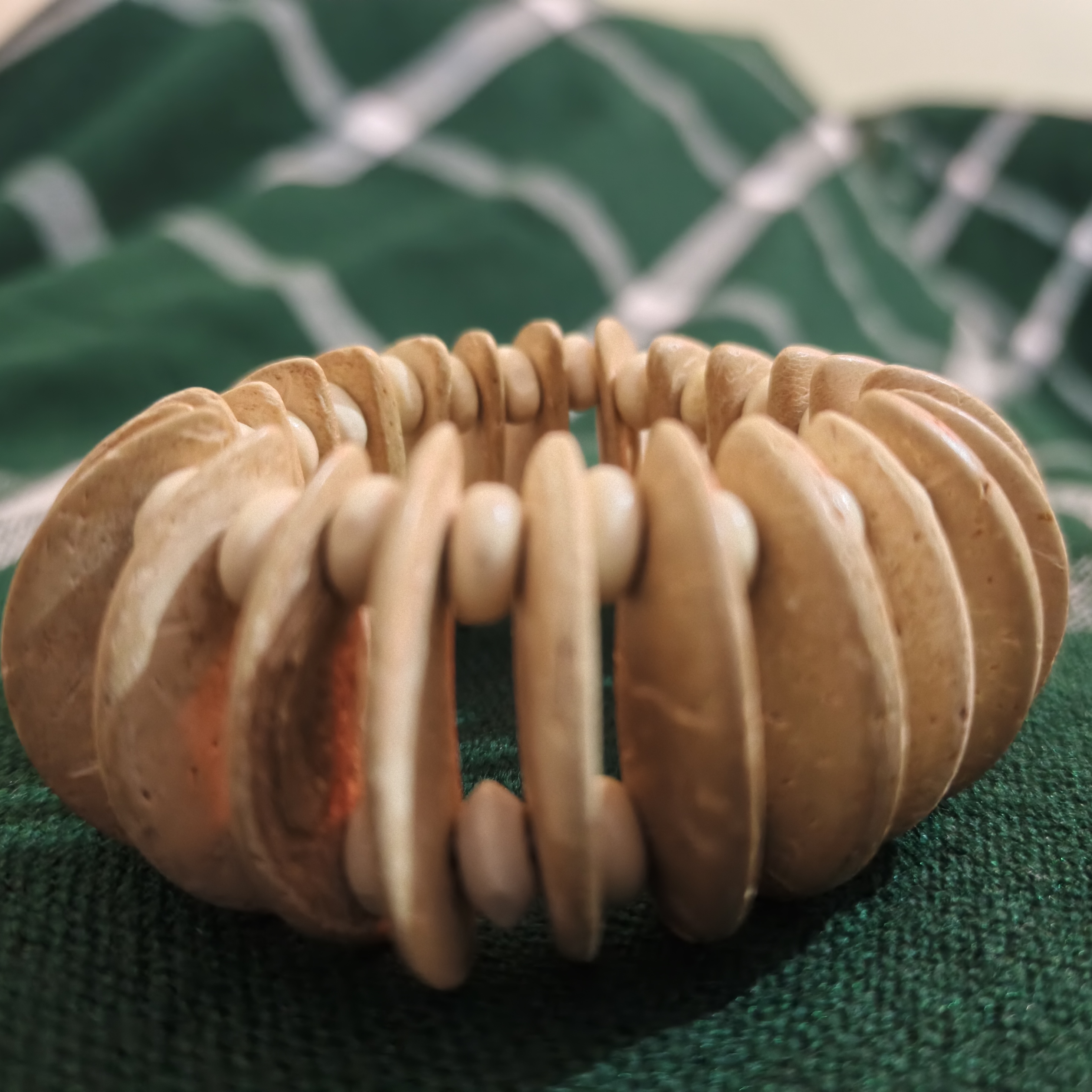 Natural Wooden Disc Stretch Bracelet