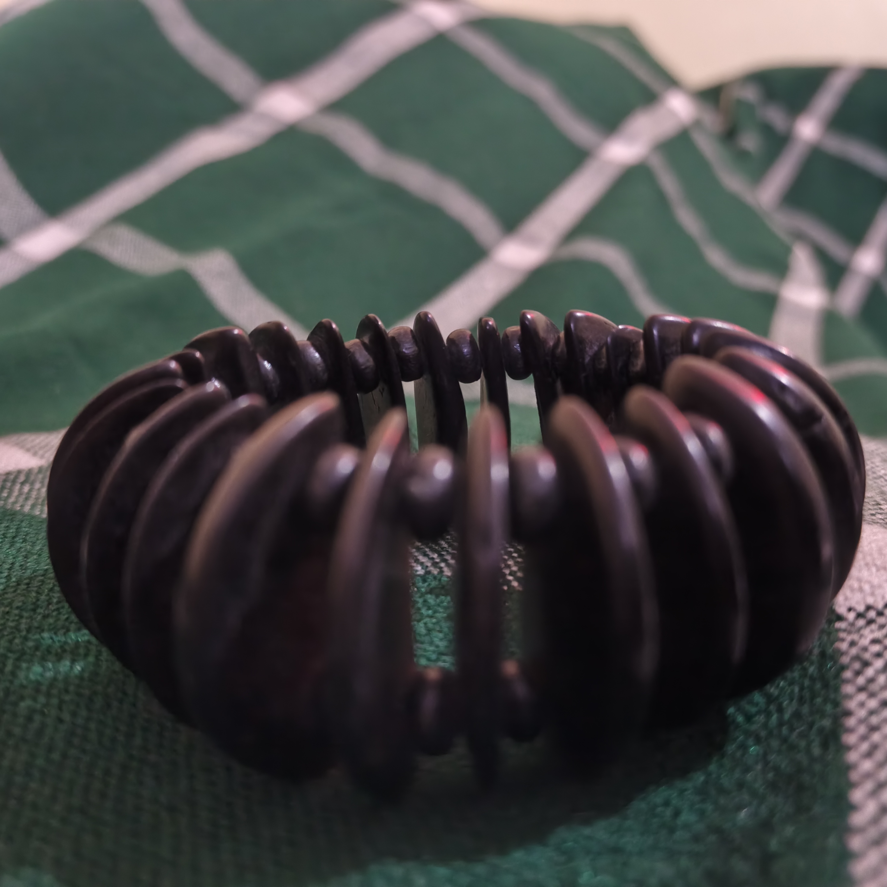Dark Brown Wooden Disc Stretch Bracelet