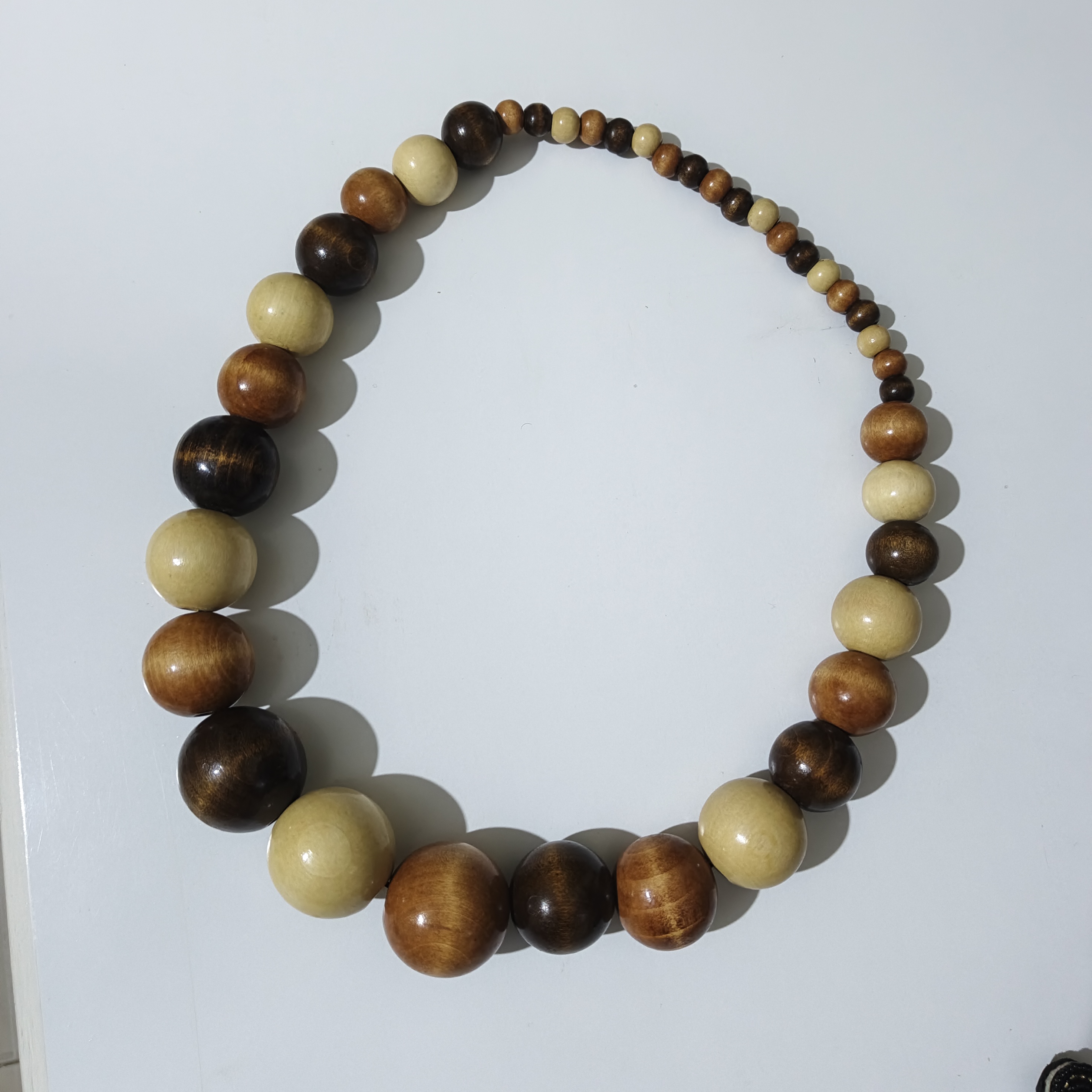 Graduated Round Wooden Bead Necklace