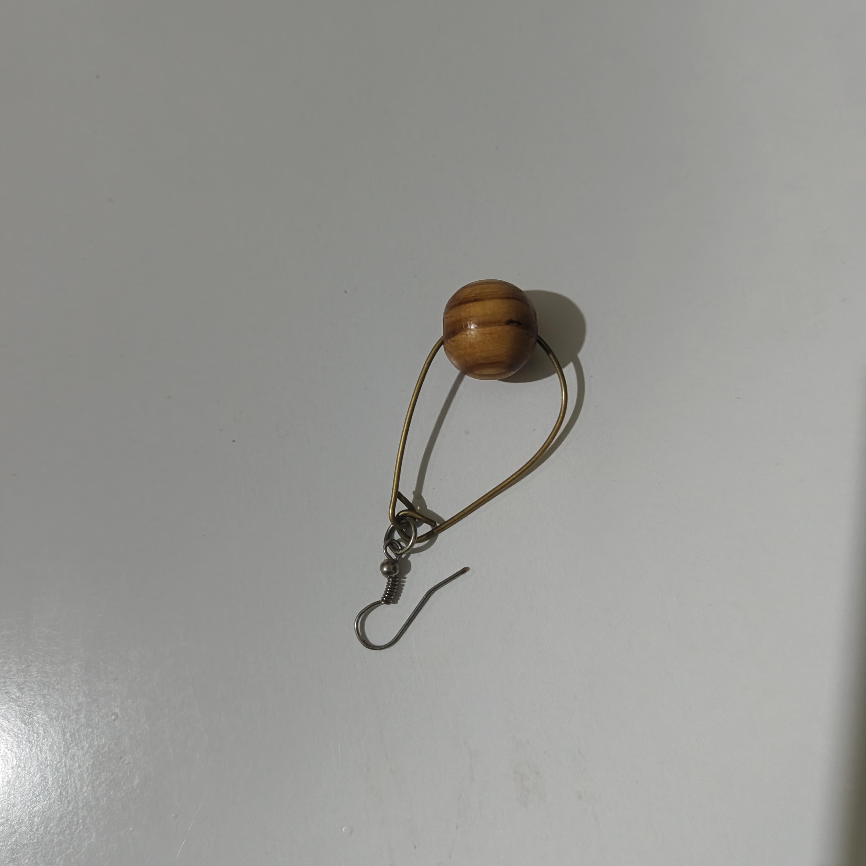 Wooden Bead Wire Loop Drop Earrings